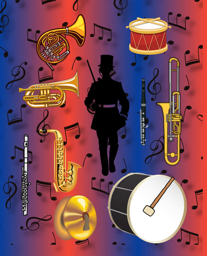 Marching Band Quilt Panel: Custom School Colors, Drum Major Design, Band Quilt Panel