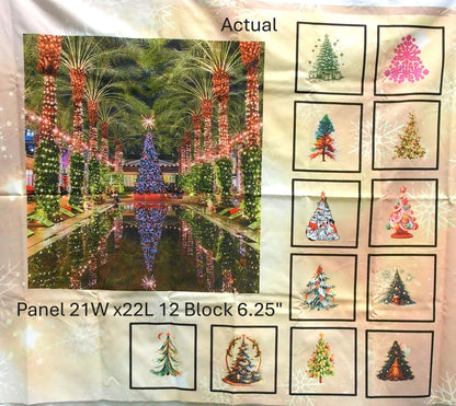 Christmas Tree Quilt Panel and Block Combo, Easy Quilt Project, Christmas Quilt