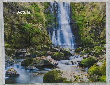 Deer by Waterfall Fabric Panel: Cotton Quilt Fabric, Waterfall Quilt Panel, Waterfall Without Deer