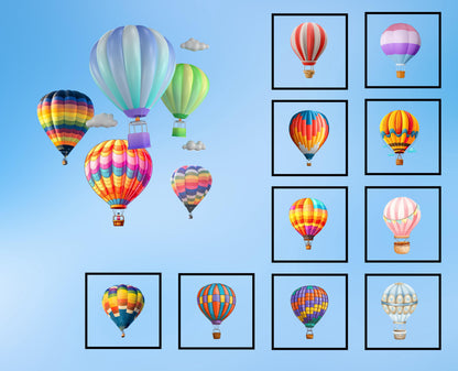 Hot Air Balloon Quilt Panel and Blocks: Cotton Picnic Quilt Fabric