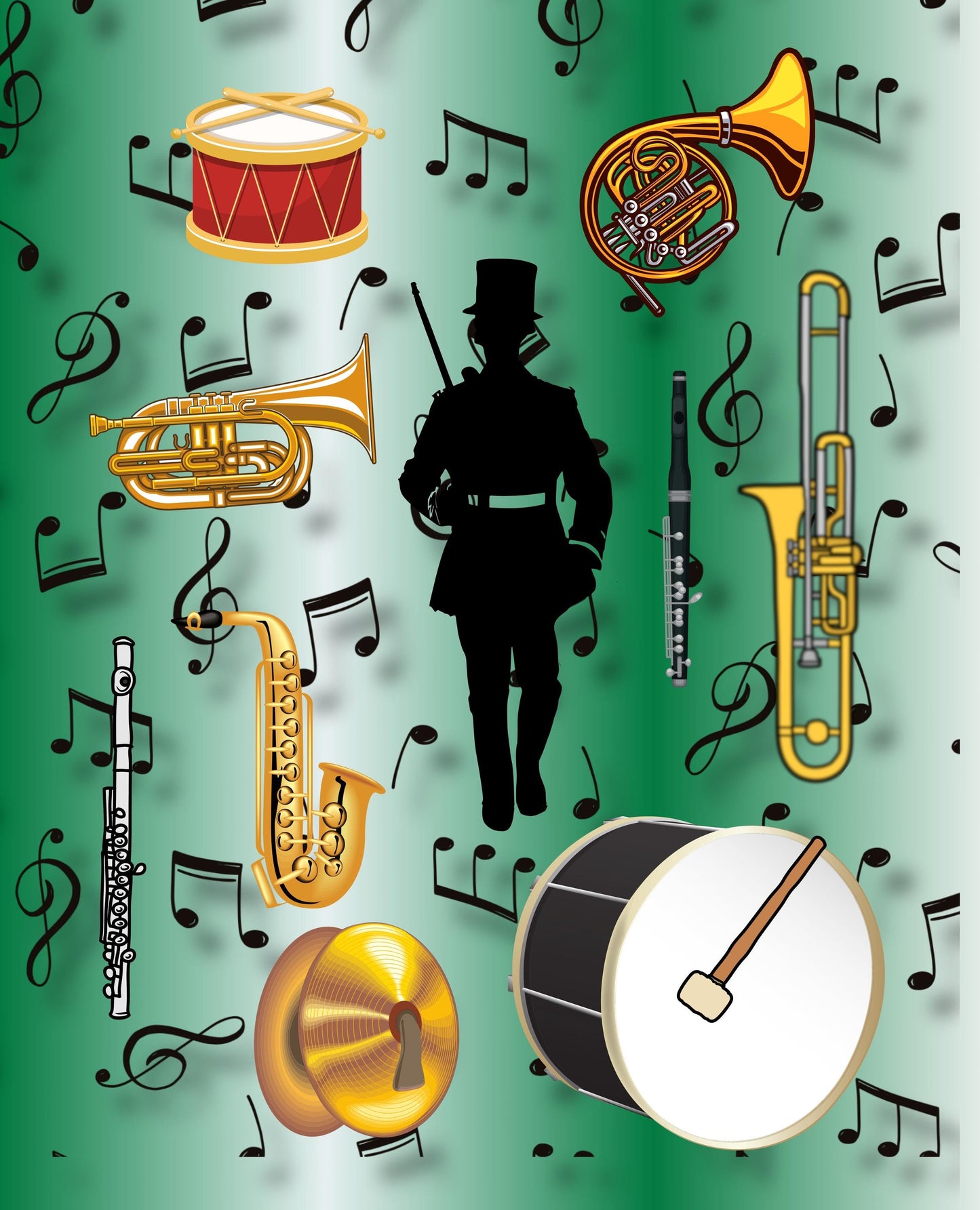 Marching Band Quilt Panel: Custom School Colors, Drum Major Design, Band Quilt Panel