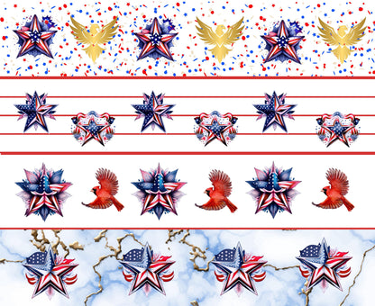 Patriotic Star Quilt Fabric Border: Stars of Glory Design, Patriotic Horizontal Border