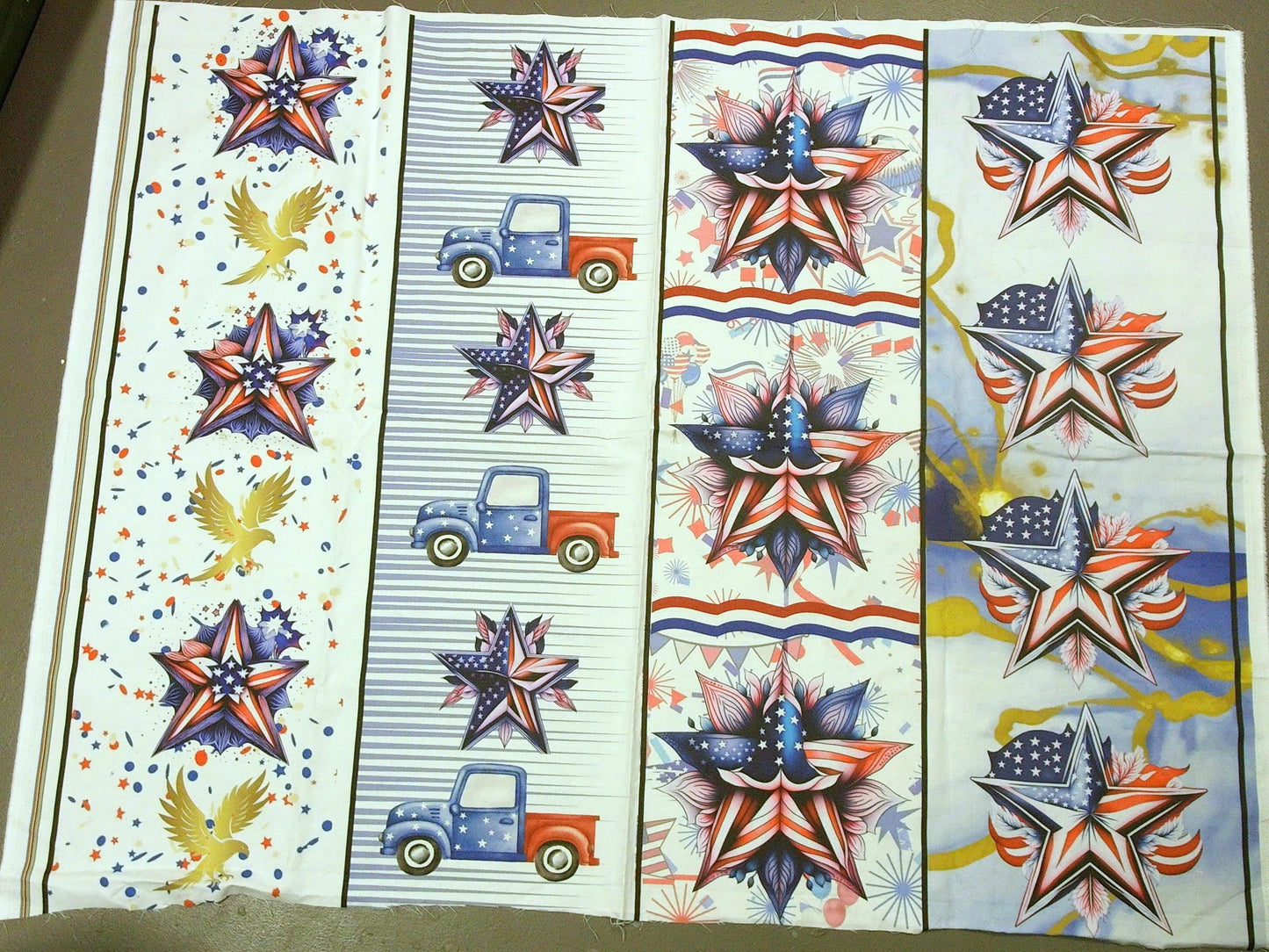 Patriotic Star Quilt Vertical Stripes,  Stars & Stripes Border - 44"x36"