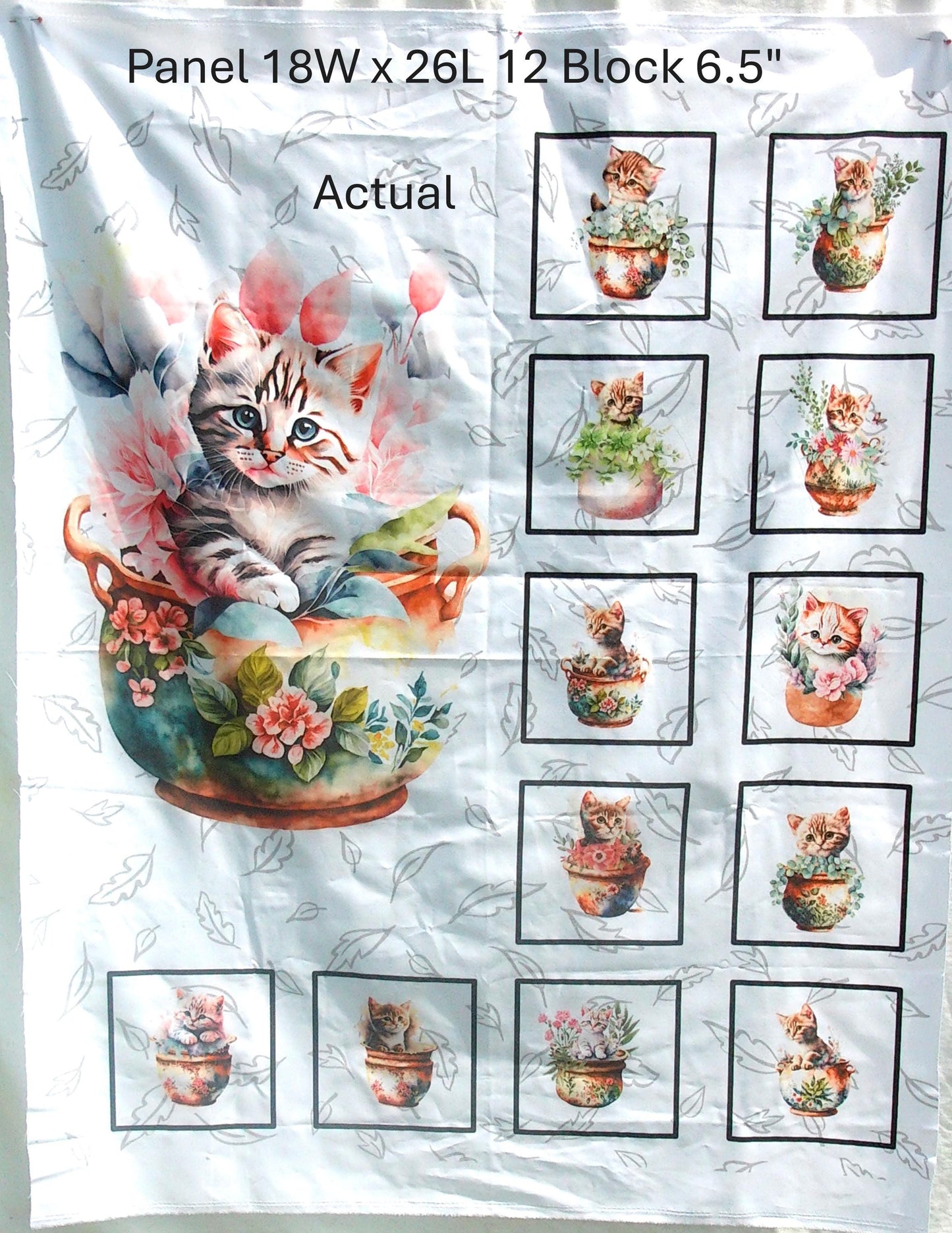 Kittens Garden Party Quilt Panel & Blocks, Kittens Quilt and Block Combo, Kittens Quilt