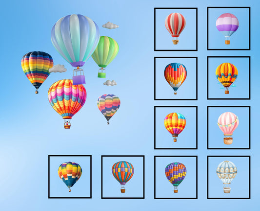 Hot Air Balloon Quilt Panel and Blocks: Cotton Picnic Quilt Fabric