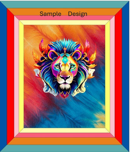 Lion Quilt Fabric Panel, Cotton Art Quilt, Colorful Lion