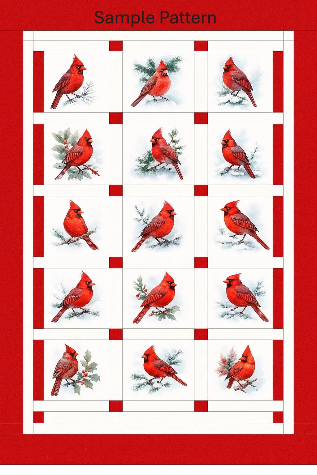 Cardinal Quilt Blocks, Cotton Fabric Panel, Window Quilts, Cardinal Fabric, Quilted Coaster, Quality Quilt Fabric