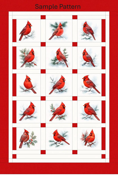 Cardinal Quilt Blocks, Cotton Fabric Panel, Window Quilts, Cardinal Fabric, Quilted Coaster, Quality Quilt Fabric