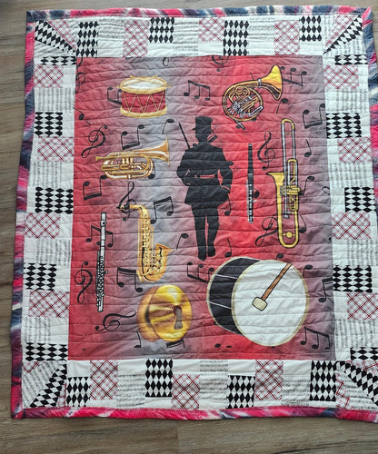 Marching Band Quilt Panel: Custom School Colors, Drum Major Design, Band Quilt Panel