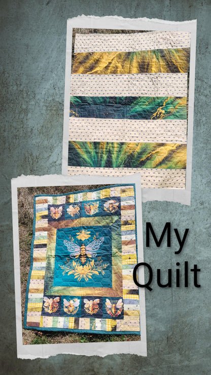 Bee Quilt Panel & Blocks, Easy Quilt, Bee Cotton Fabric, Quality Quilt Cotton