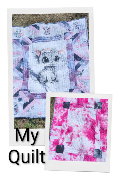 Baby Girl Dragon Quilt Panel and Blocks, Nursery Wall Art, DIY Soft Fabric Book, Quality Quilt Cotton