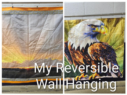 Eagle Quilt Fabric Panel: EarthsHues Design, 34" x 42"