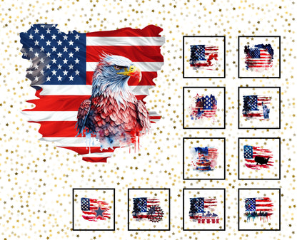 Patriotic Flag Quilt Panel and Block Combo, Veterans Quilt, Quality Cotton Quilt Fabric, Quilt DIY, Creative Quilt, Military Tribute
